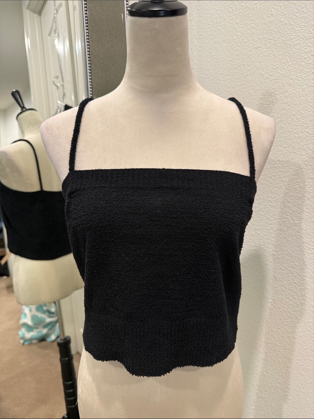 Central Park West Black Cropped Button Cardigan with Matching Tank - Picture 7 of 9
